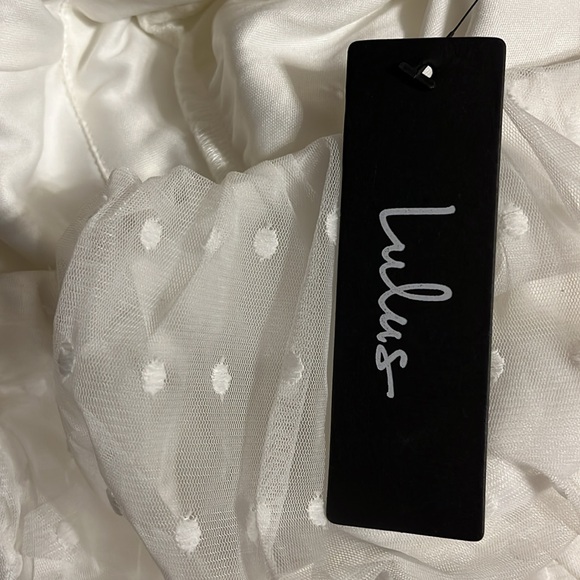 NEW Lulus Affectionate Aura White Swiss Dot Tiered Bustier Midi Dress Size XL - Picture 9 of 11